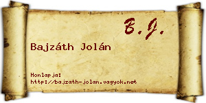 Bajzáth Jolán névjegykártya
